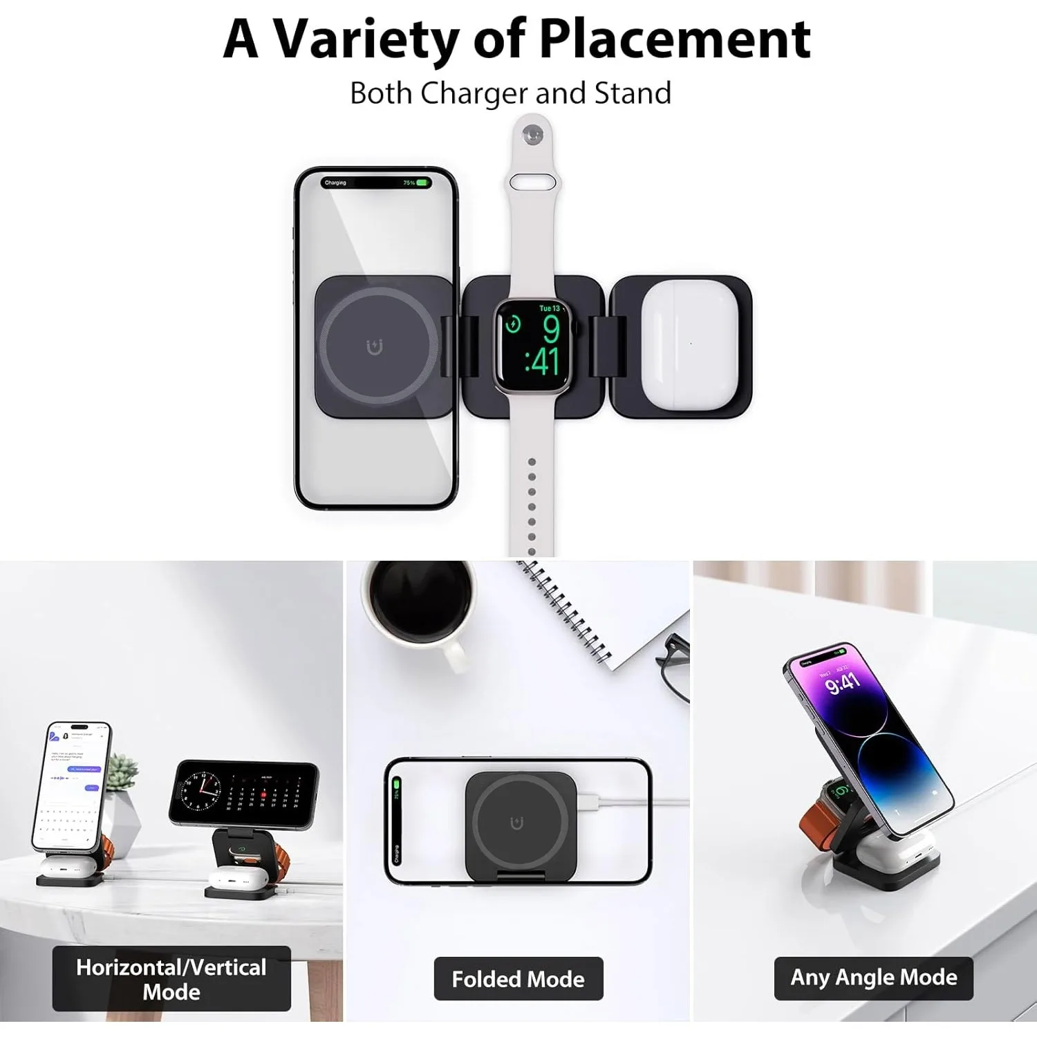 Foldable 3 in 1 Fast Wireless  - Smartwatch Watches Compatible With Iphone recension och pris