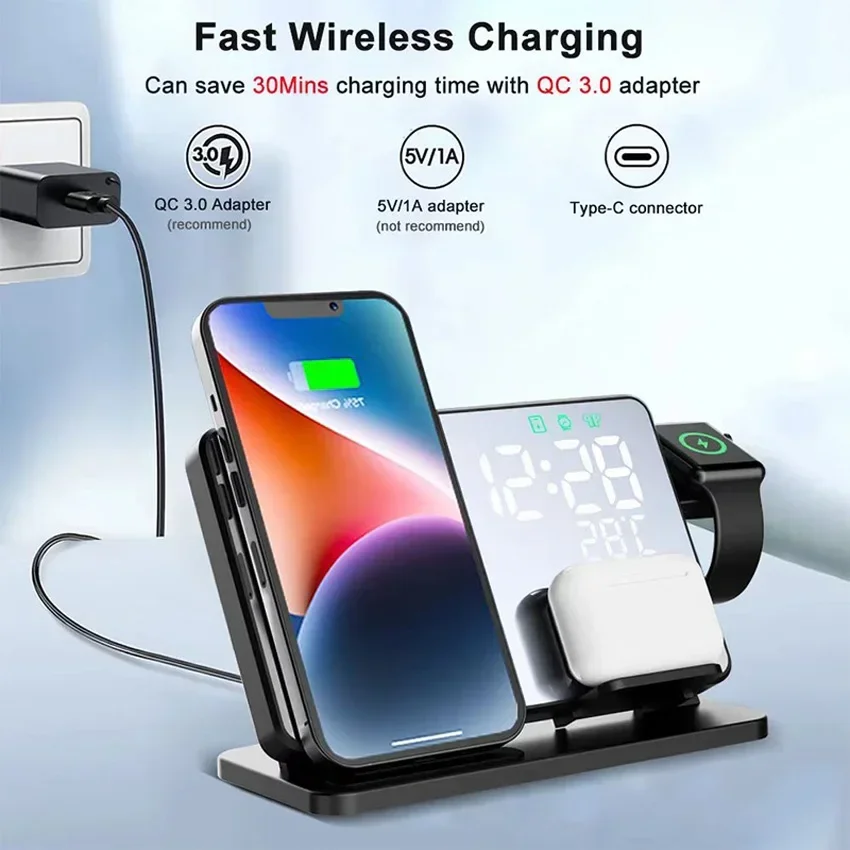 Wireless Charger Alarm Clock S - Smartwatch Watches Compatible With Iphone recension och pris