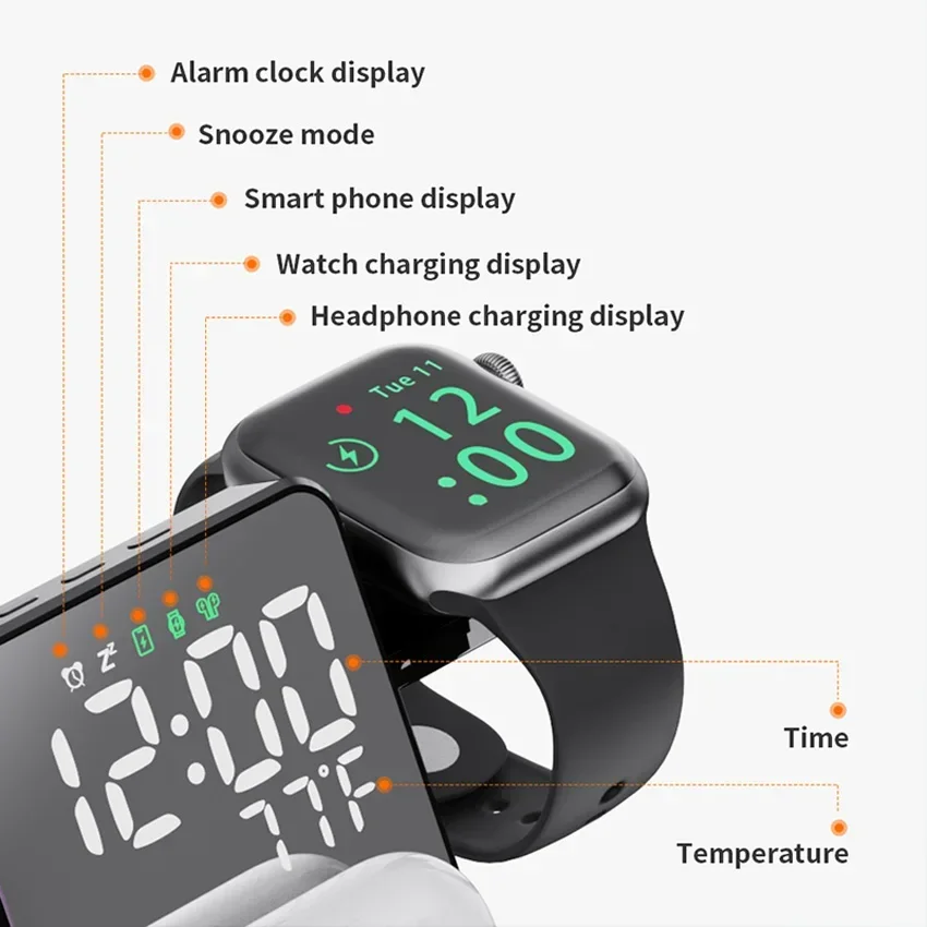Wireless Charger Alarm Clock S - Smartwatch Watches Compatible With Iphone recension och pris
