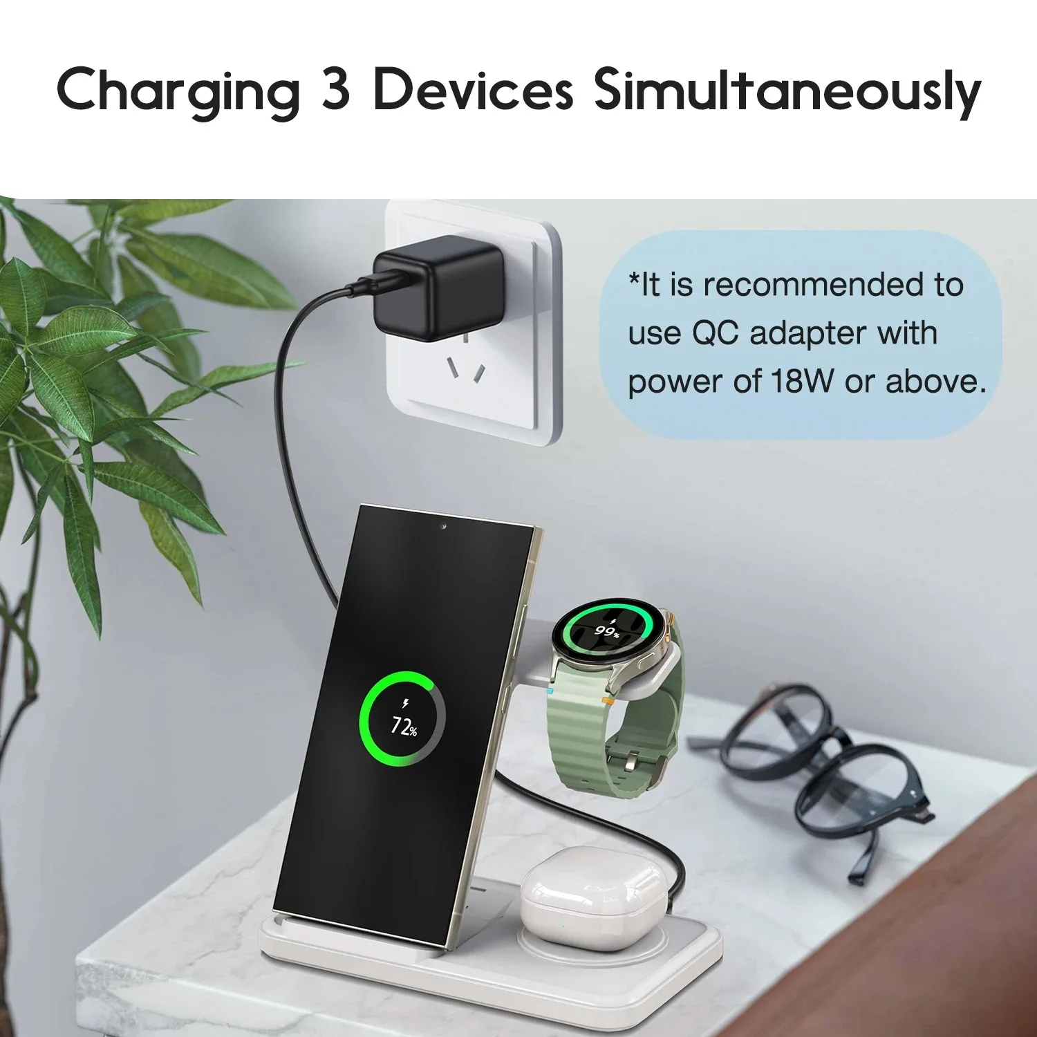 Desktop 3-in-1 Wireless Charge - Smartwatch Watches Compatible With Iphone recension och pris