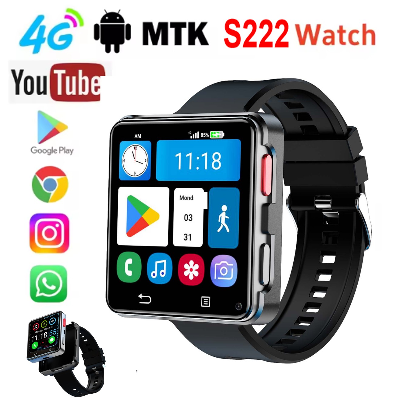 S222 Smart Watch 4G SI-M Card  - Watch Smartwatch Android recension och pris