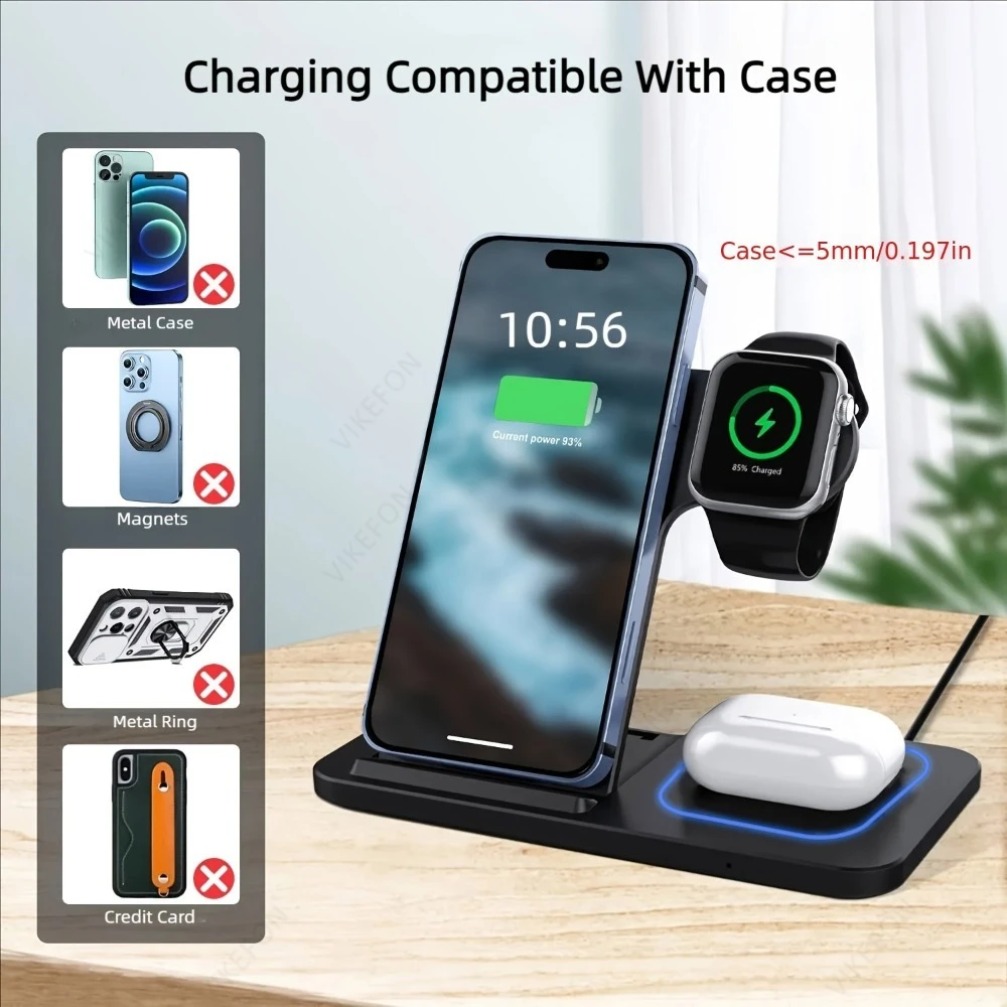 Foldable 3 in 1 Wireless Charg - Smartwatch Watches Compatible With Iphone recension och pris