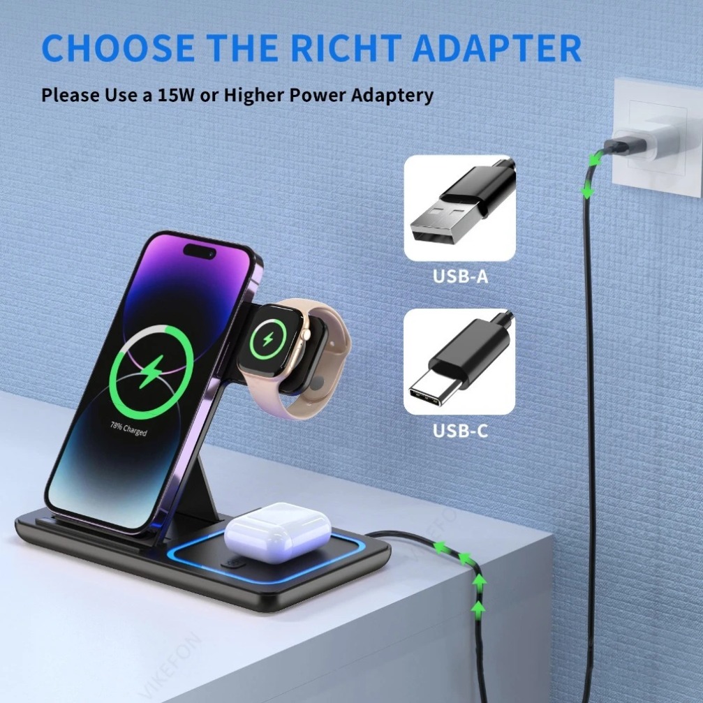 Foldable 3 in 1 Wireless Charg - Smartwatch Watches Compatible With Iphone recension och pris