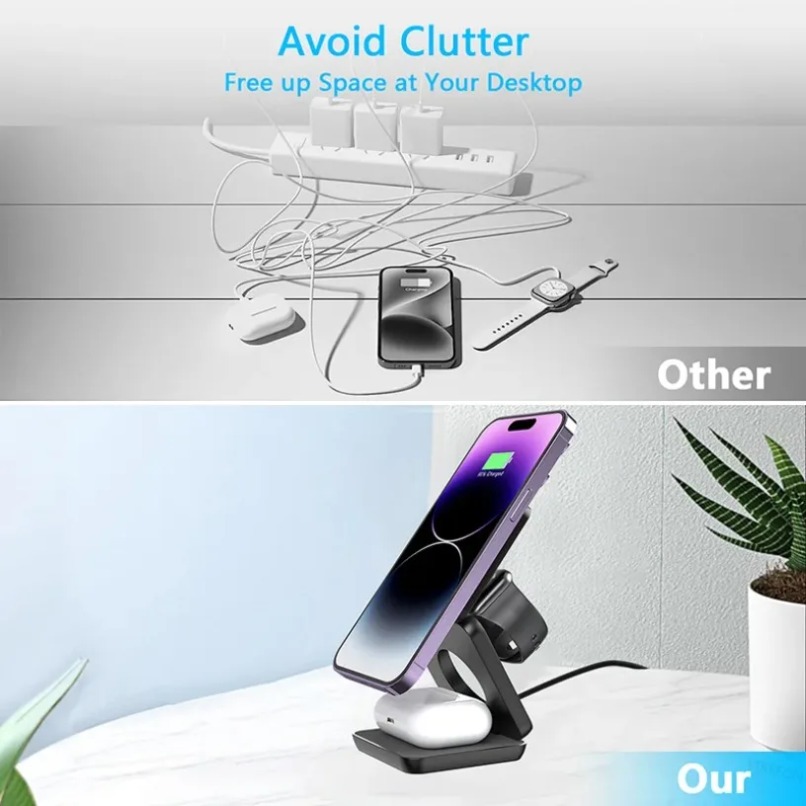 3 in 1 Foldable Magnetic Wirel - Smartwatch Watches Compatible With Iphone recension och pris